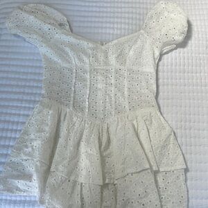 White eyelet flowy romper